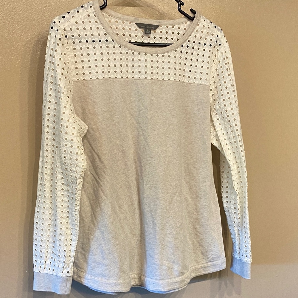Signature White Eyelet Long Sleeve Blouse